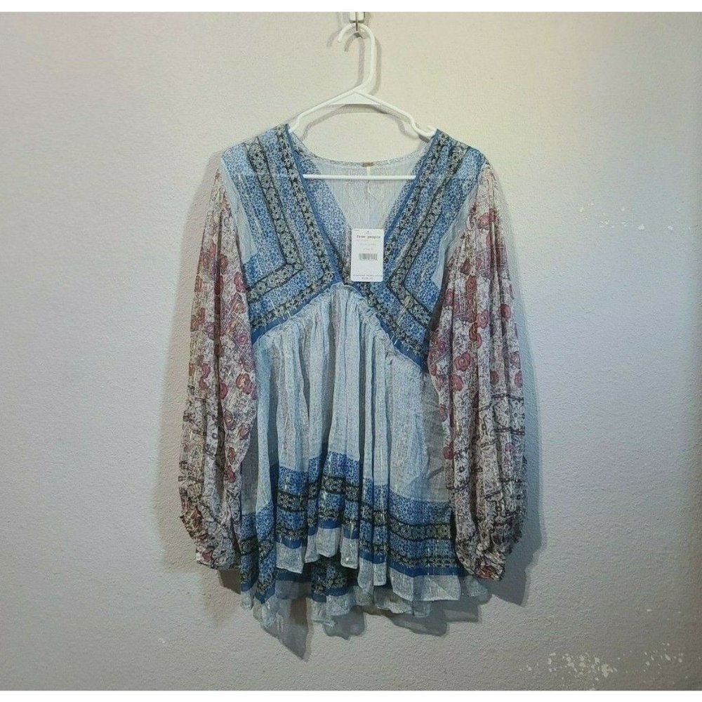 Free People Blue Aliyah Printed Tunic OB1045285